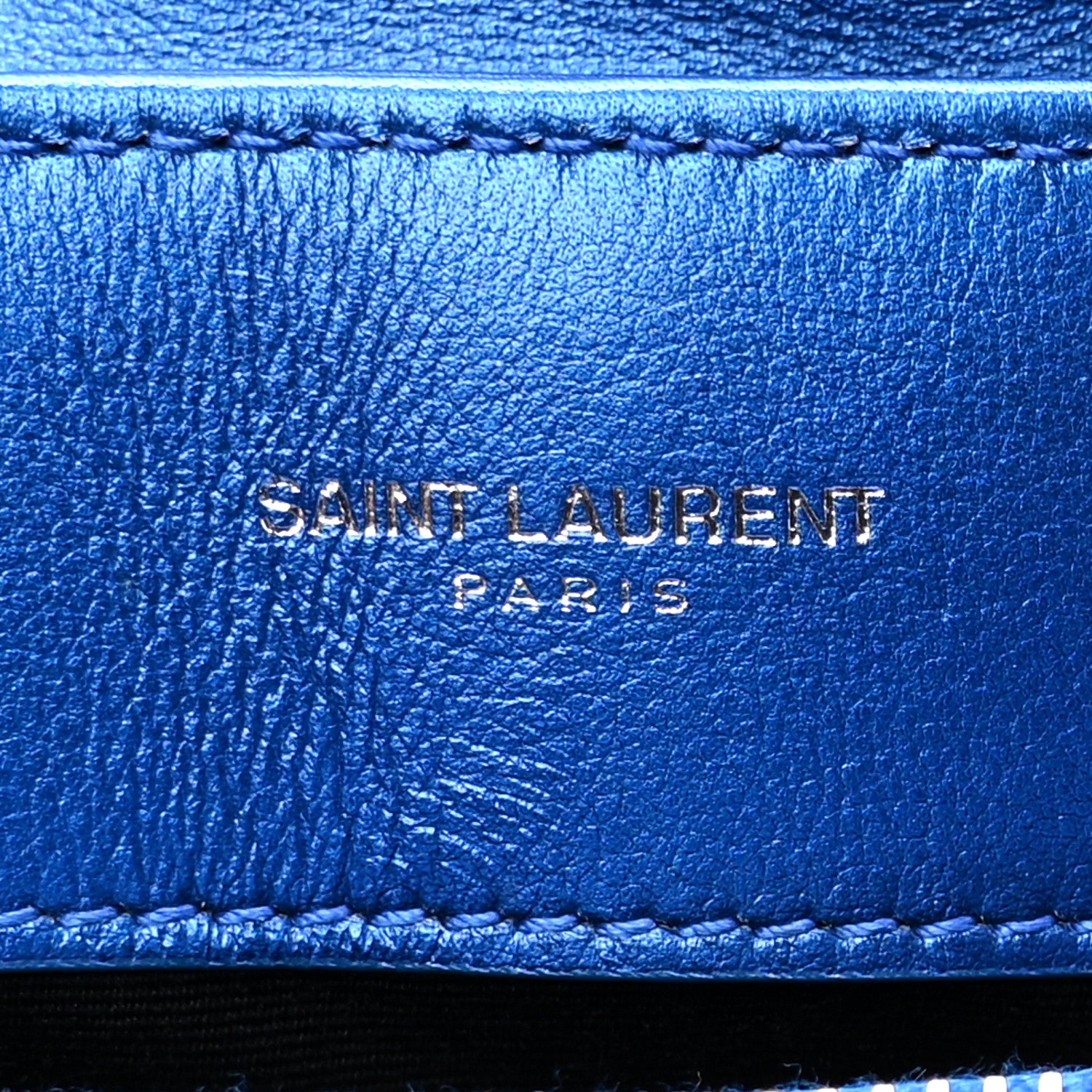 Saint Laurent Metallic Calfskin Y Quilted Monogram Small Loulou Chain Satchel Blue Royal 6 of 10