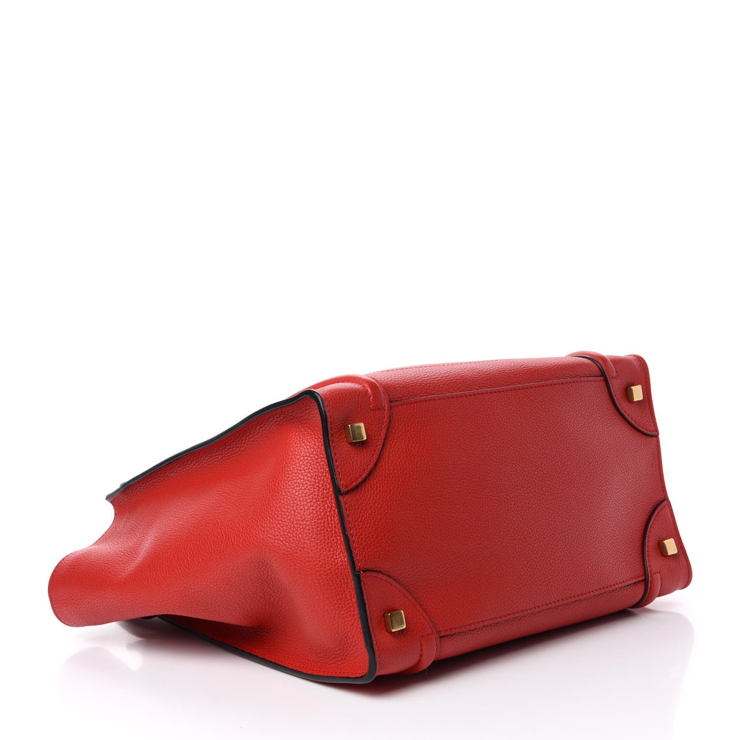 Celine Drummed Calfskin Mini Luggage Coquelicot 4 of 10