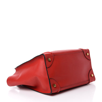 Celine Drummed Calfskin Mini Luggage Coquelicot 4 of 10