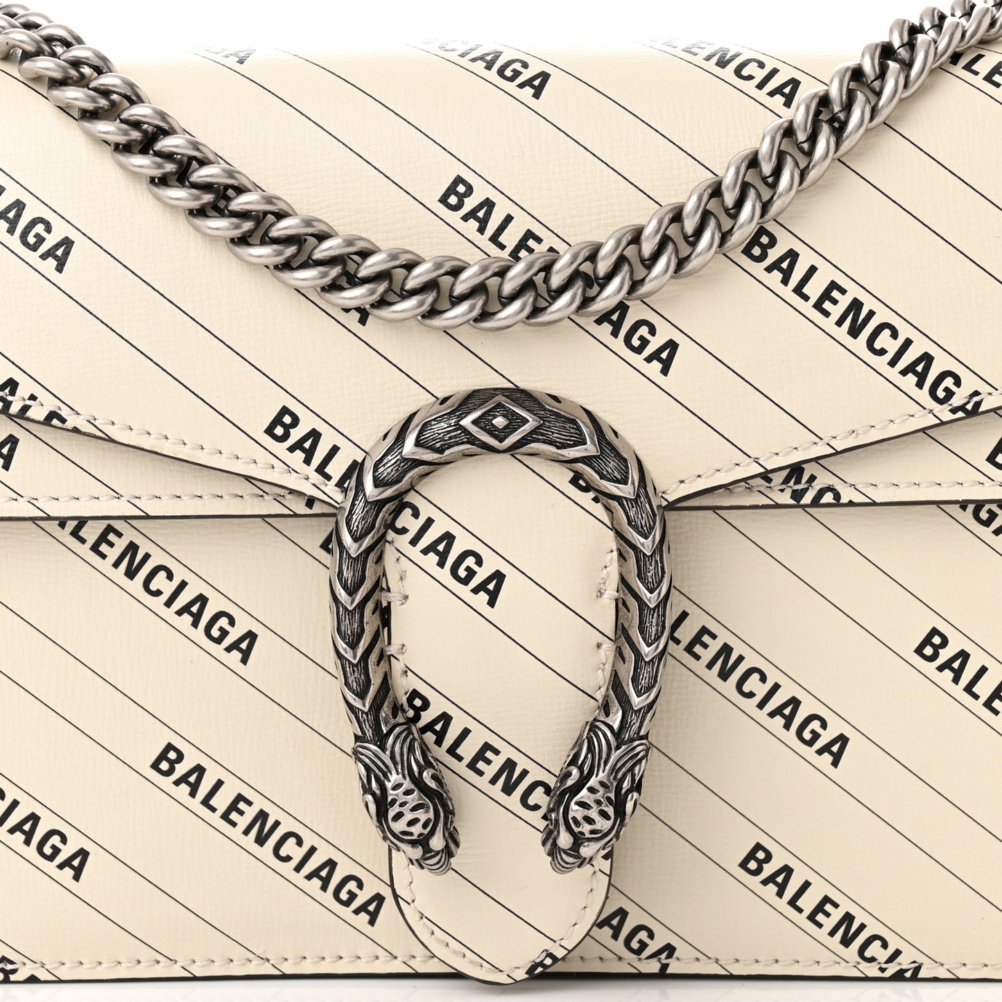 X BALENCIAGA Calfskin Logo Print Small Dionysus Shoulder Bag White