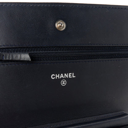 Chanel Snakeskin Wallet On Chain WOC Navy 6 of 12
