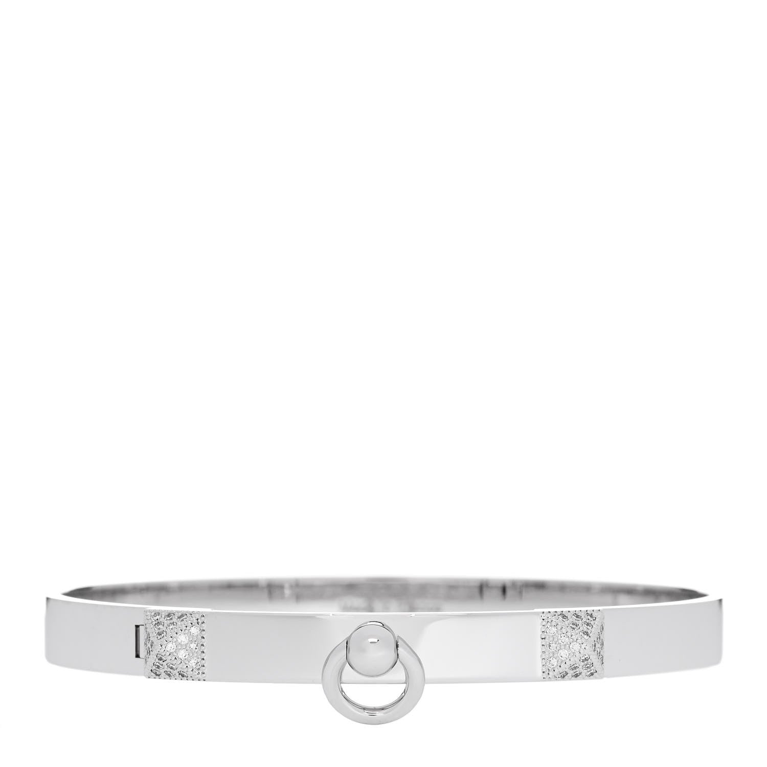 Hermes 18K White Gold Diamond PM Collier De Chien Bracelet ST 1 of 4
