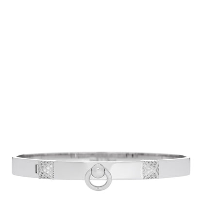 Hermes 18K White Gold Diamond PM Collier De Chien Bracelet ST 1 of 4