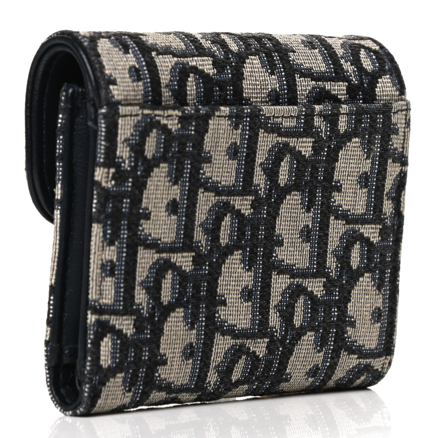 Christian Dior Oblique Saddle Lotus Wallet Blue 3 of 10