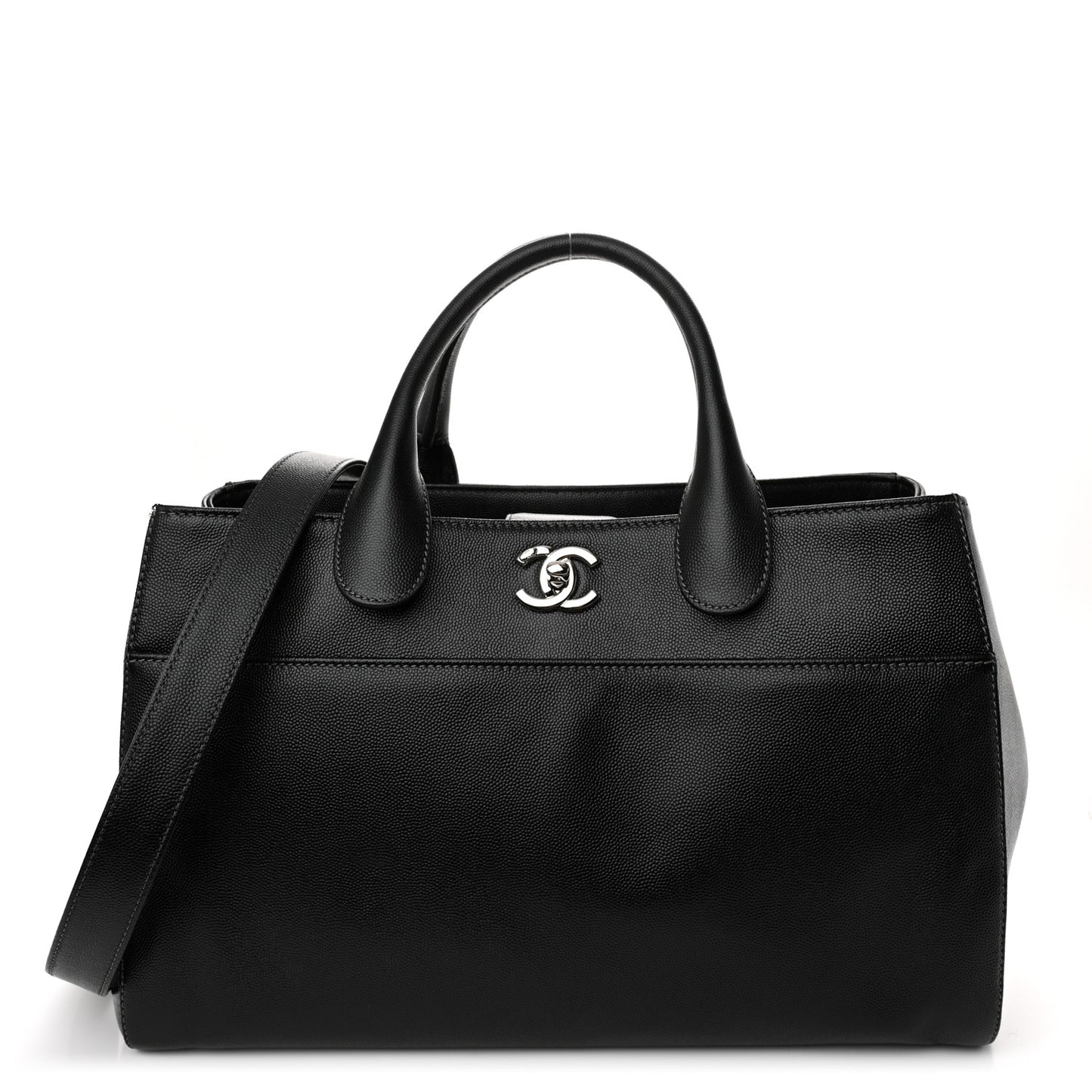 Caviar Medium Cerf Executive Shopper Tote Black