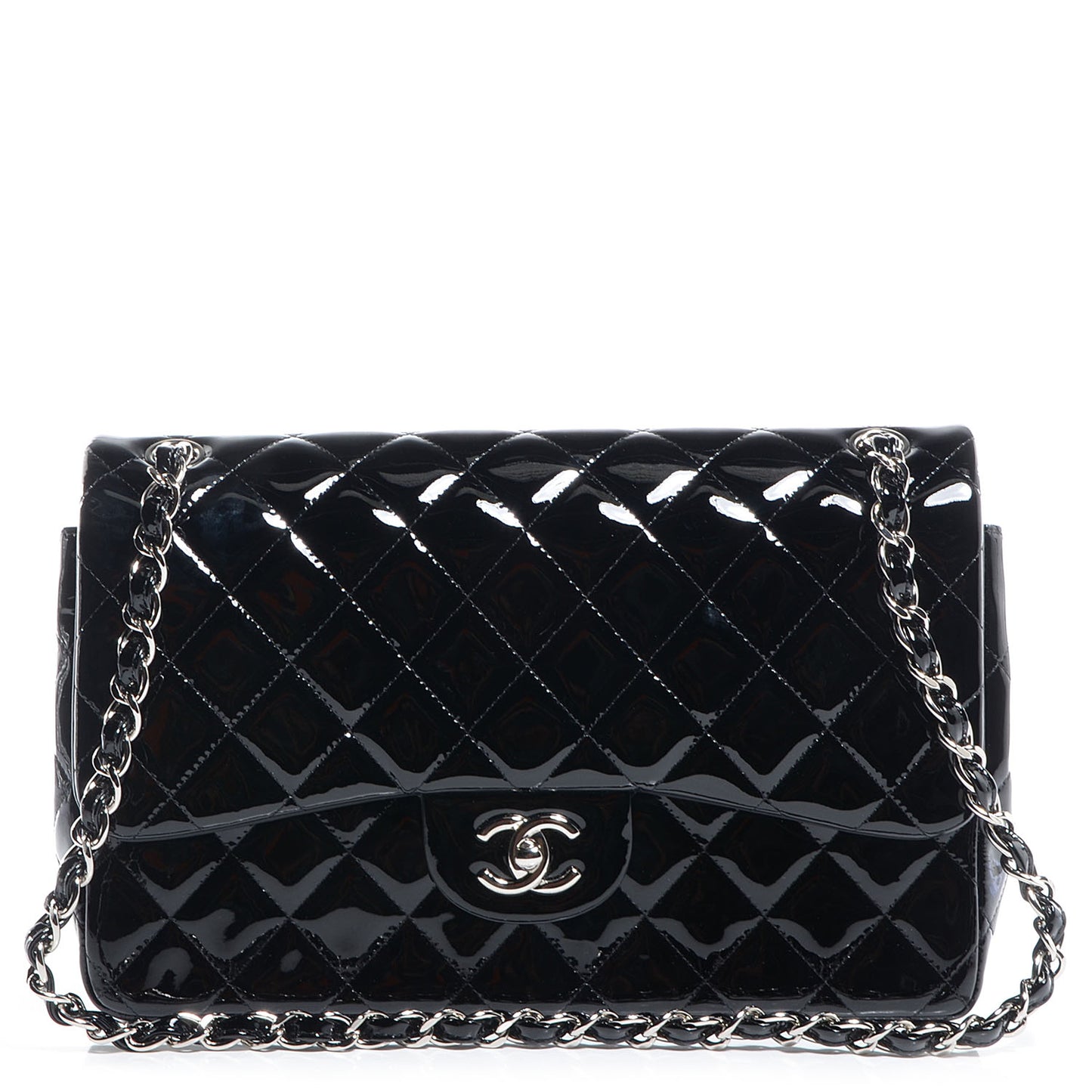 Patent Jumbo Double Flap Black
