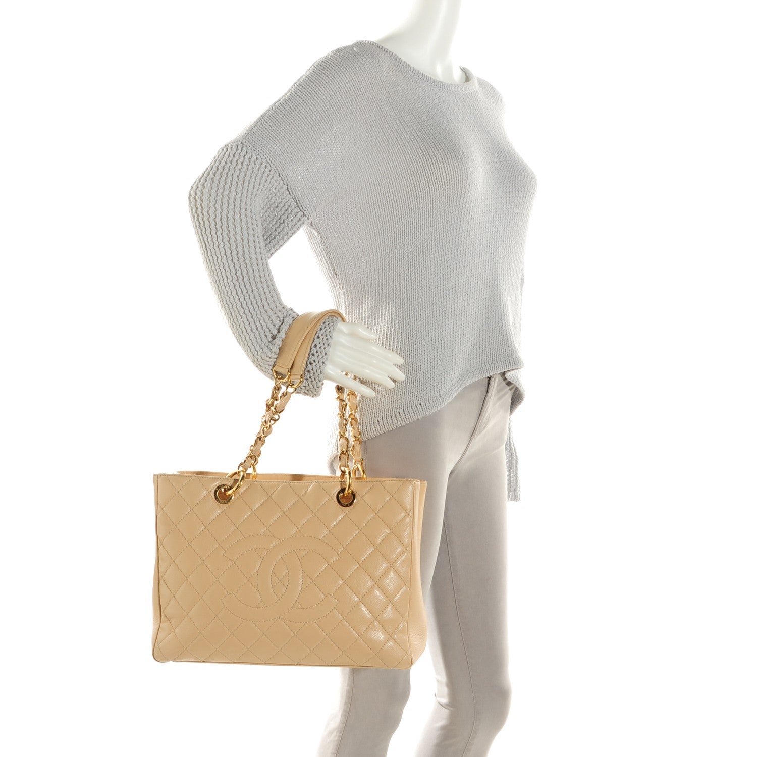Chanel Caviar Quilted Grand Shopping Tote GST Beige Clair 2 of 7