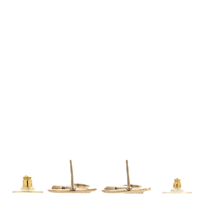 Chanel Metal Crystal CC Round Drop Earrings Gold 3 of 5