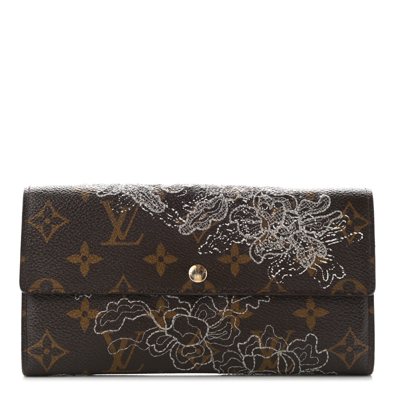 Louis Vuitton Monogram Dentelle Sarah Wallet Silver 1 of 13