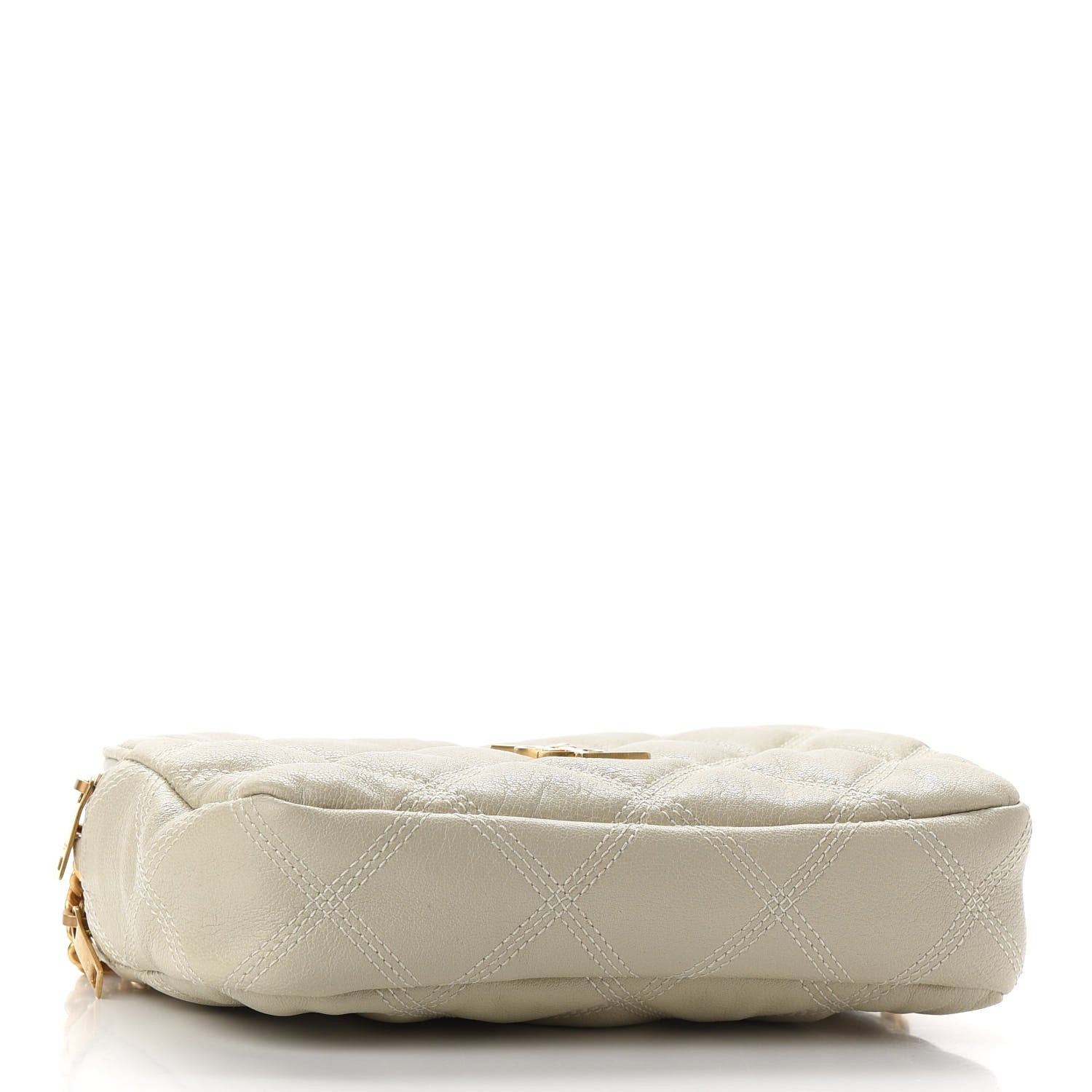 Saint Laurent Grained Lambskin Quilted Mini Becky Double Zip Bag Vintage White 4 of 13