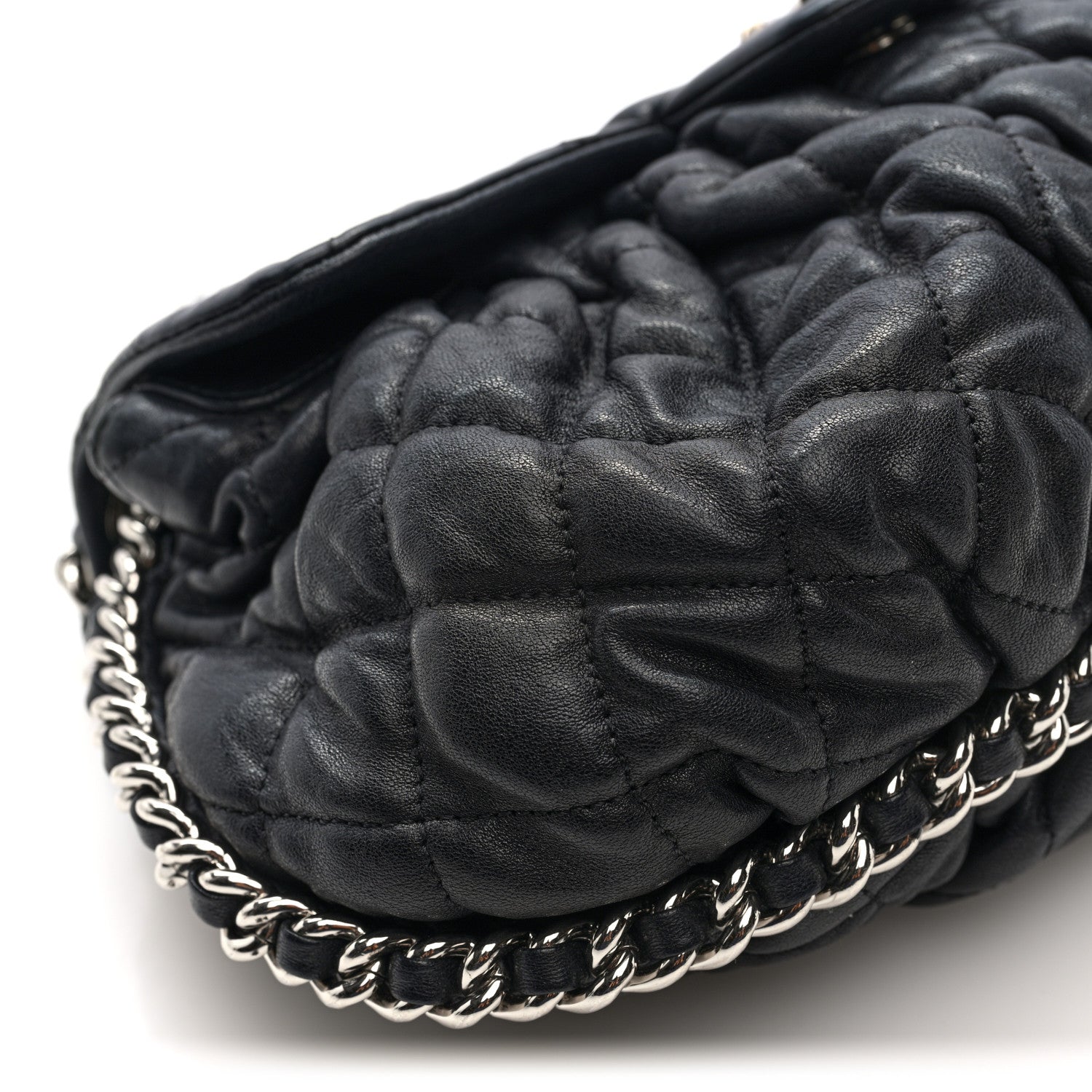Chanel Washed Lambskin Quilted Medium Chain Around Messenger Black 9 of 10