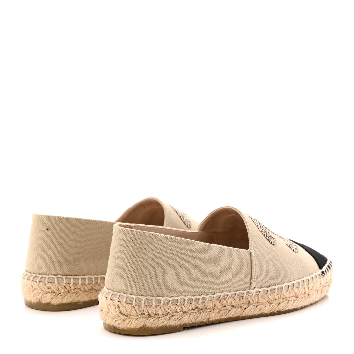 Canvas Grosgrain CC Espadrilles 37 Light Green Black