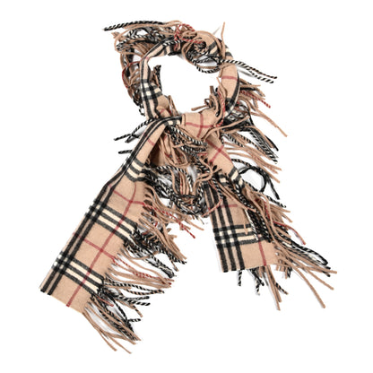 Burberry Cashmere Check Happy Fringe Scarf Camel 1 of 3