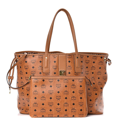 MCM Visetos Large Liz Reversible Shopper Tote Cognac 1 of 14