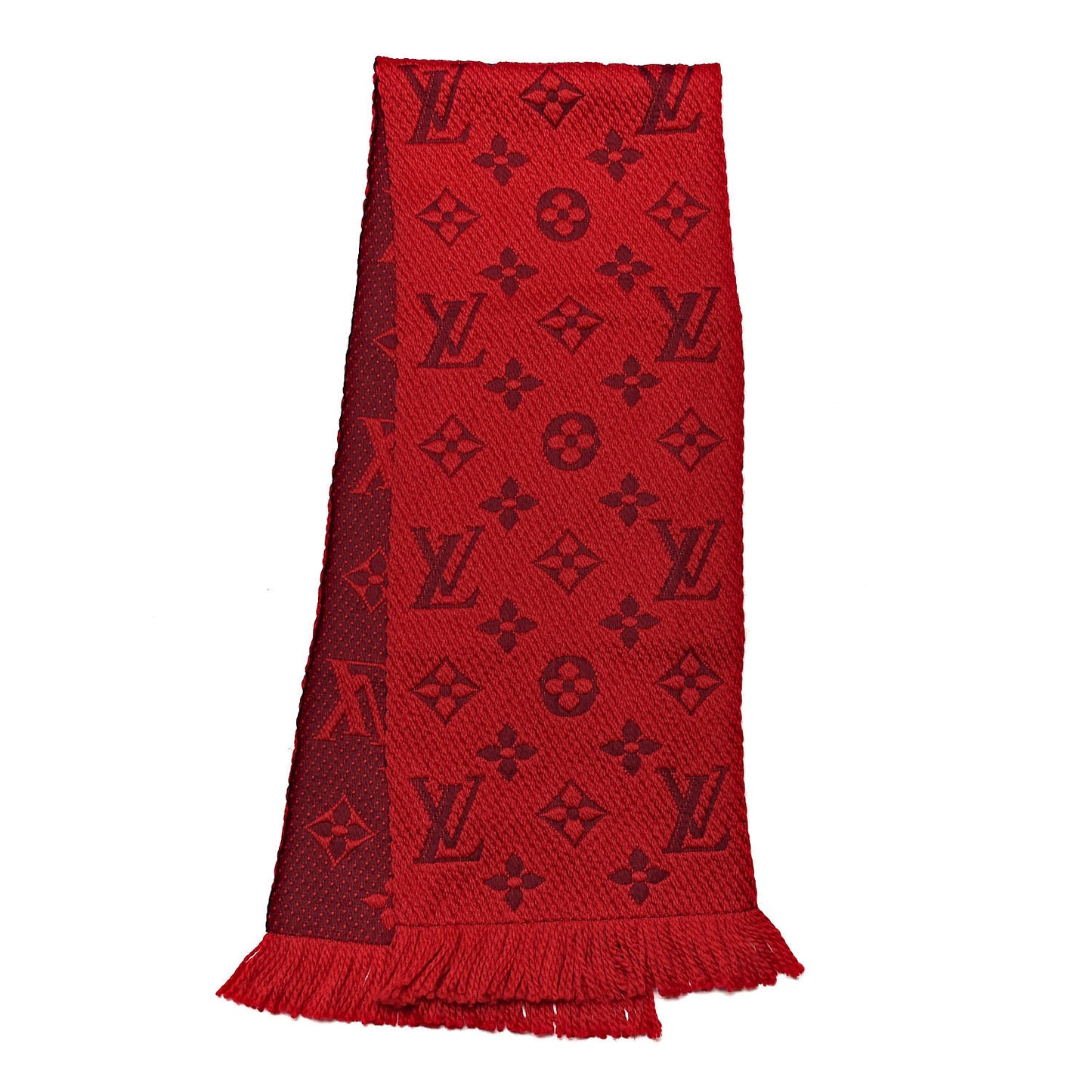 Wool Silk Logomania Scarf Rubis