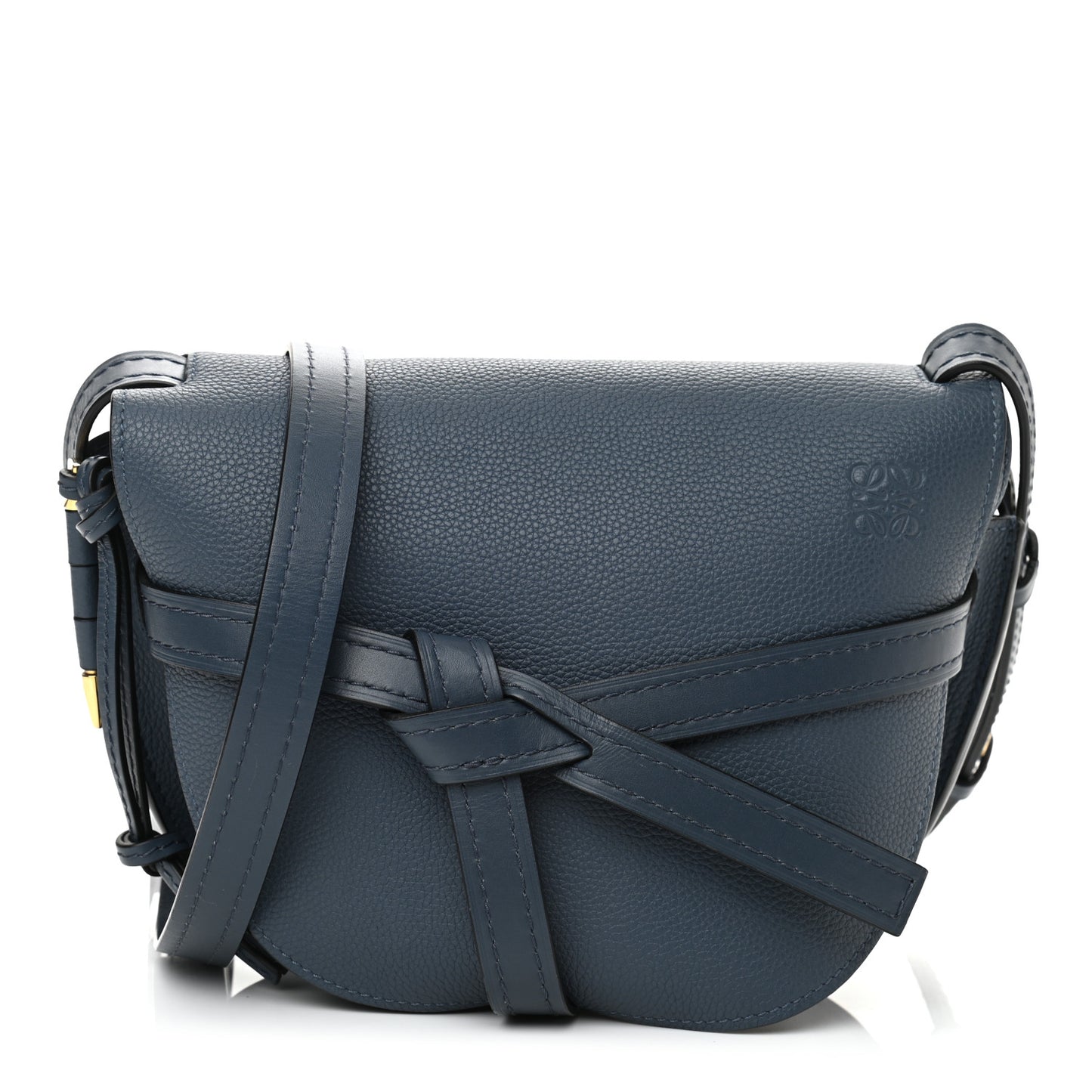 Grained Calfskin Small Gate Crossbody Bag Steel Blue