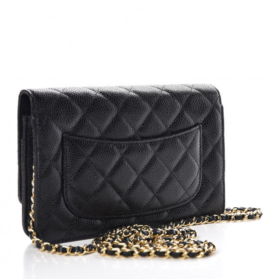 Caviar Quilted Wallet On Chain WOC Black