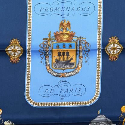 Hermes Silk Promenades de Paris Scarf 70 Black Marine Bleu 3 of 3