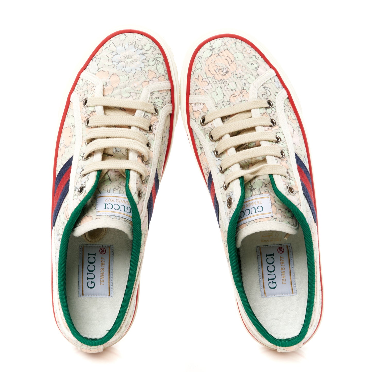 X LIBERTY OF LONDON Canvas Web Tracy Print Womens 1977 Tennis Sneakers 39 Mint Peach Mystic White