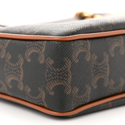 Celine Triomphe Canvas Calfskin Medium Patapans Tan 10 of 11