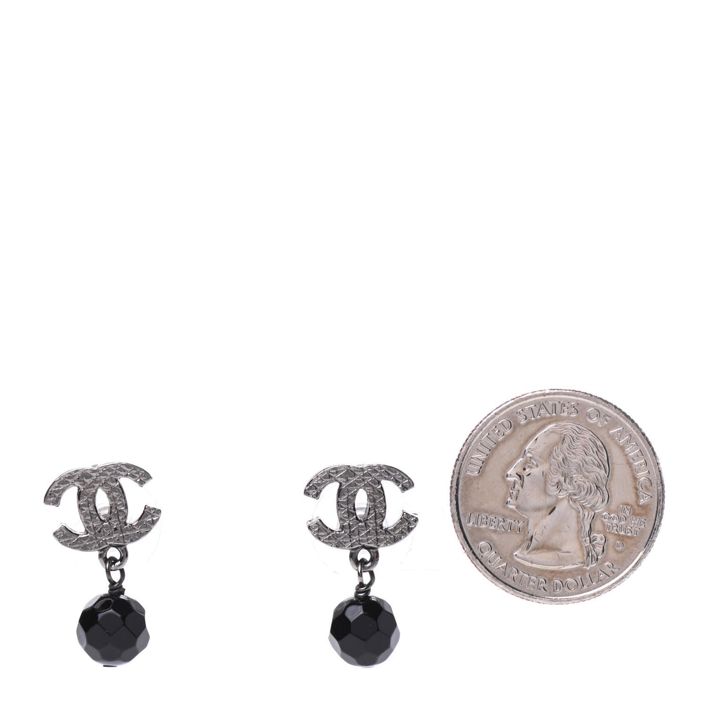 Ruthenium Bead CC Drop Earrings Black