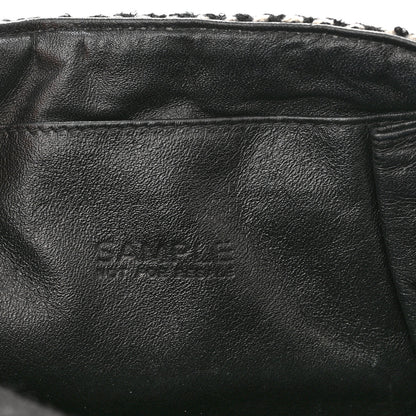 Chanel Tweed Jersey Quilted Medium Flap Black Ecru 6 of 9