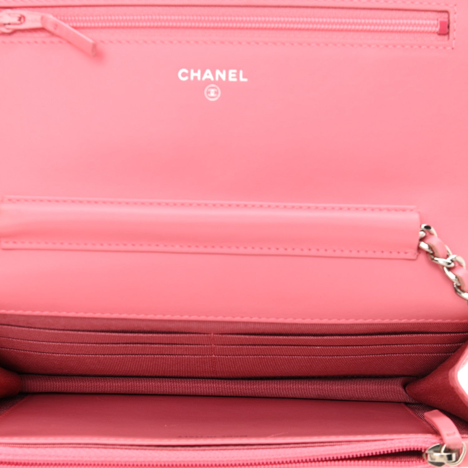 Chanel Patent Quilted Wallet On Chain WOC Coral 4 of 16