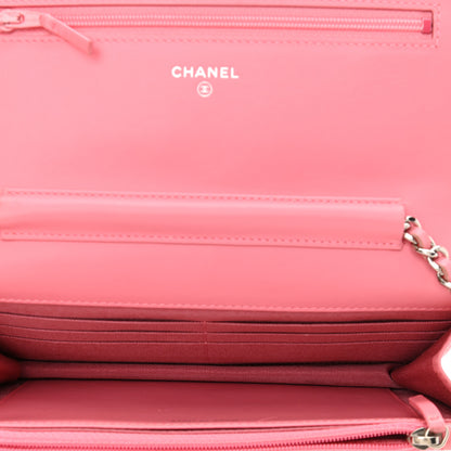 Chanel Patent Quilted Wallet On Chain WOC Coral 4 of 16