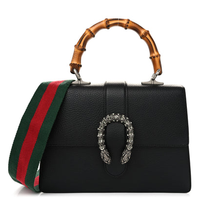 Gucci Dollar Calfskin Crystal Web Medium Dionysus Bamboo Top Handle Bag   Black Black Diamond 1 of 11