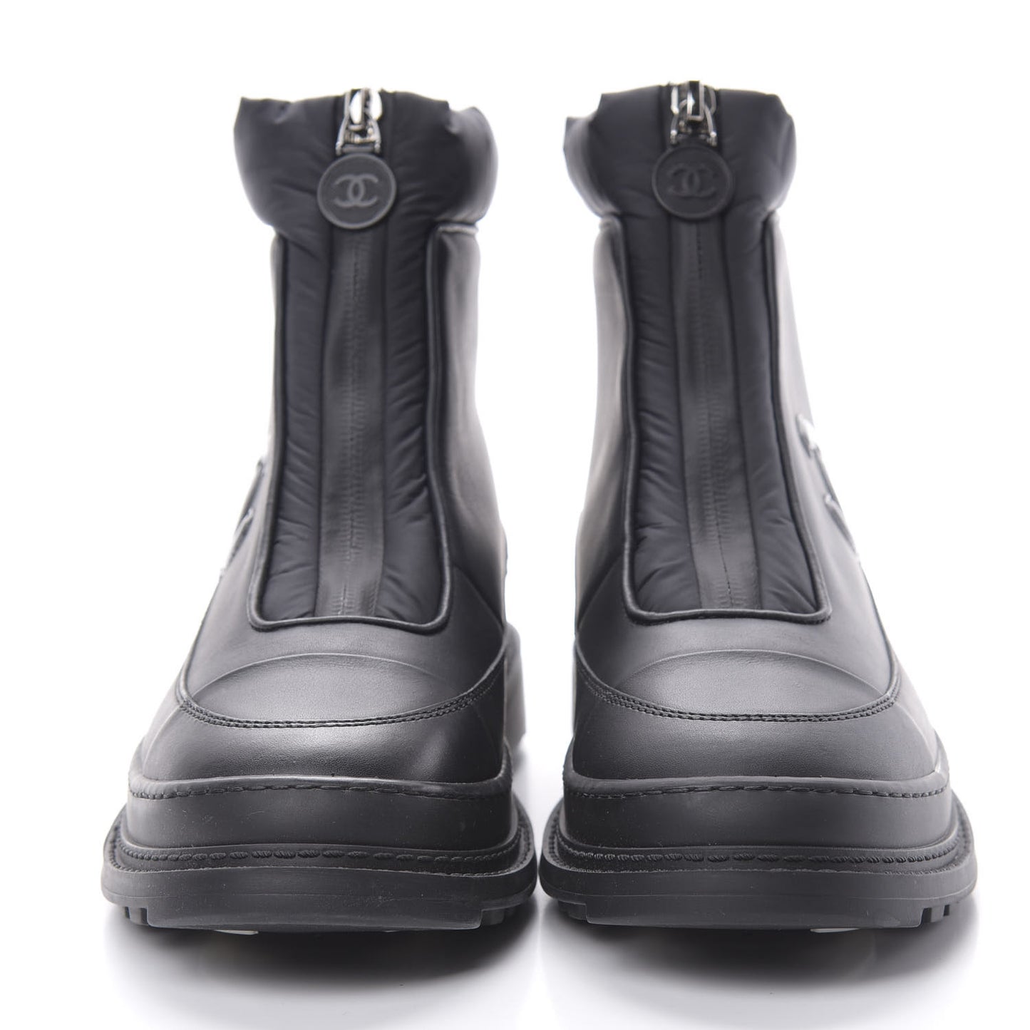 Calfskin Nylon CC Ankle Snow Boots 35.5 Black