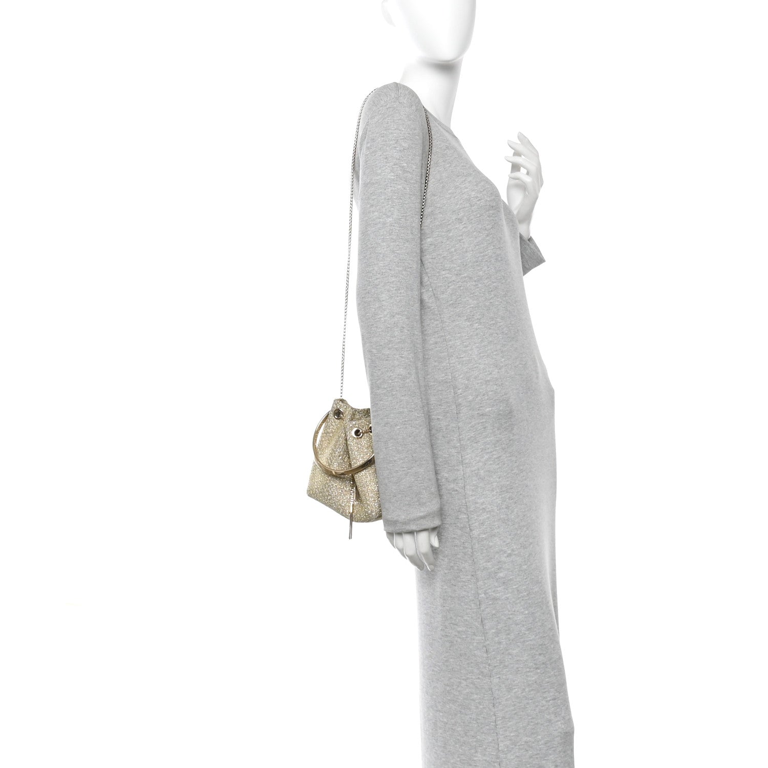 Jimmy Choo Metallic Woven Bon Bon Bag Champagne 2 of 12