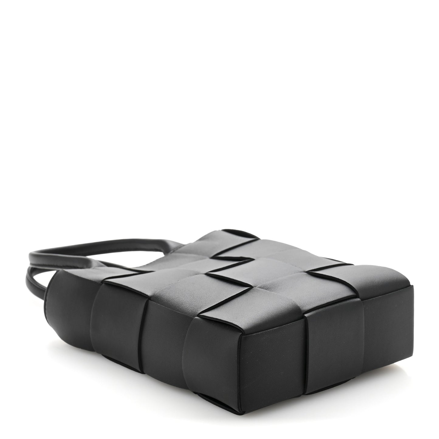 Lambskin Maxi Intrecciato Mini North South Cassette Tote Black