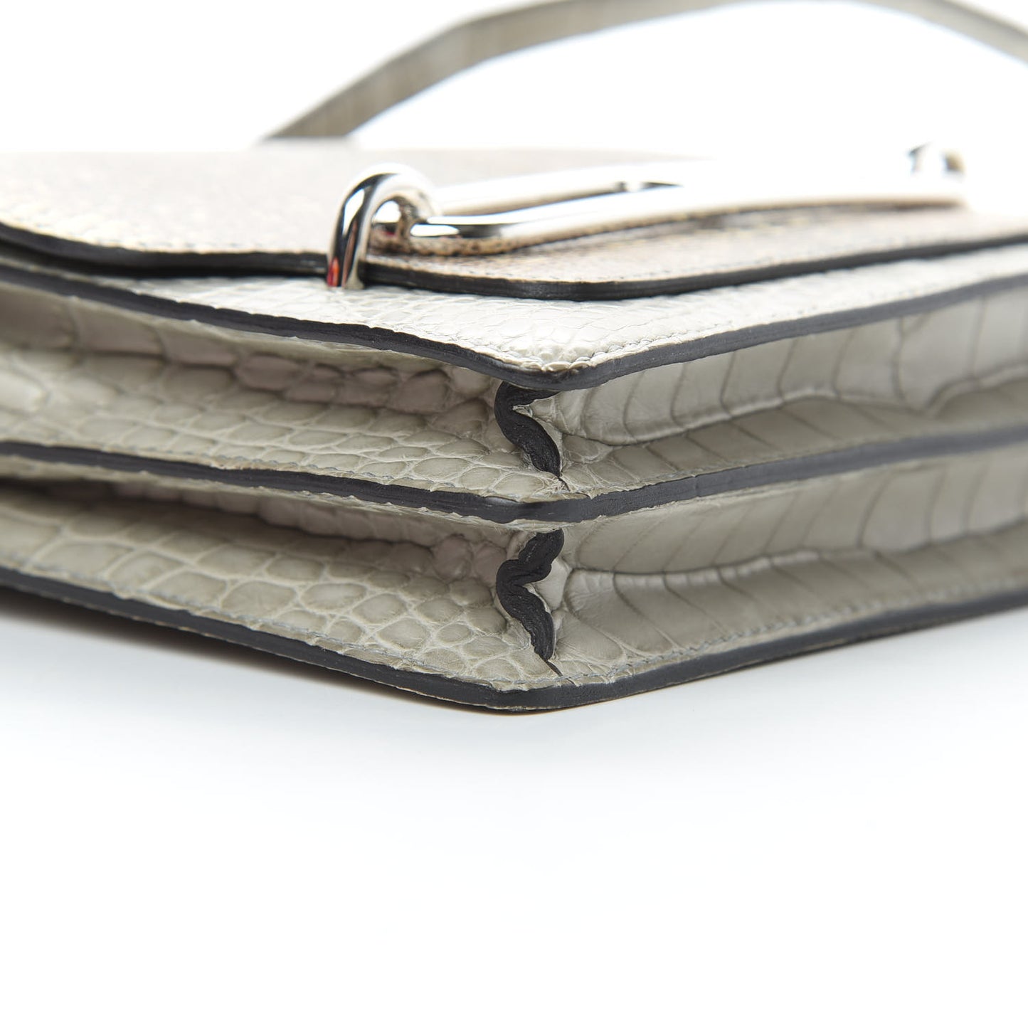 Matte Alligator Lizard Mini Sac Roulis Ombre Gris Perle