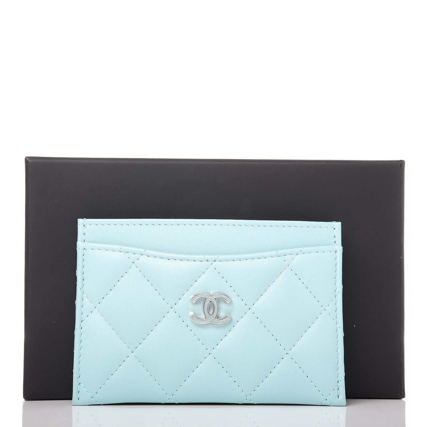 Chanel Lambskin Quilted Card Holder Light Blue 9 of 9