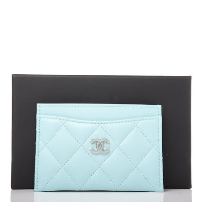 Chanel Lambskin Quilted Card Holder Light Blue 9 of 9