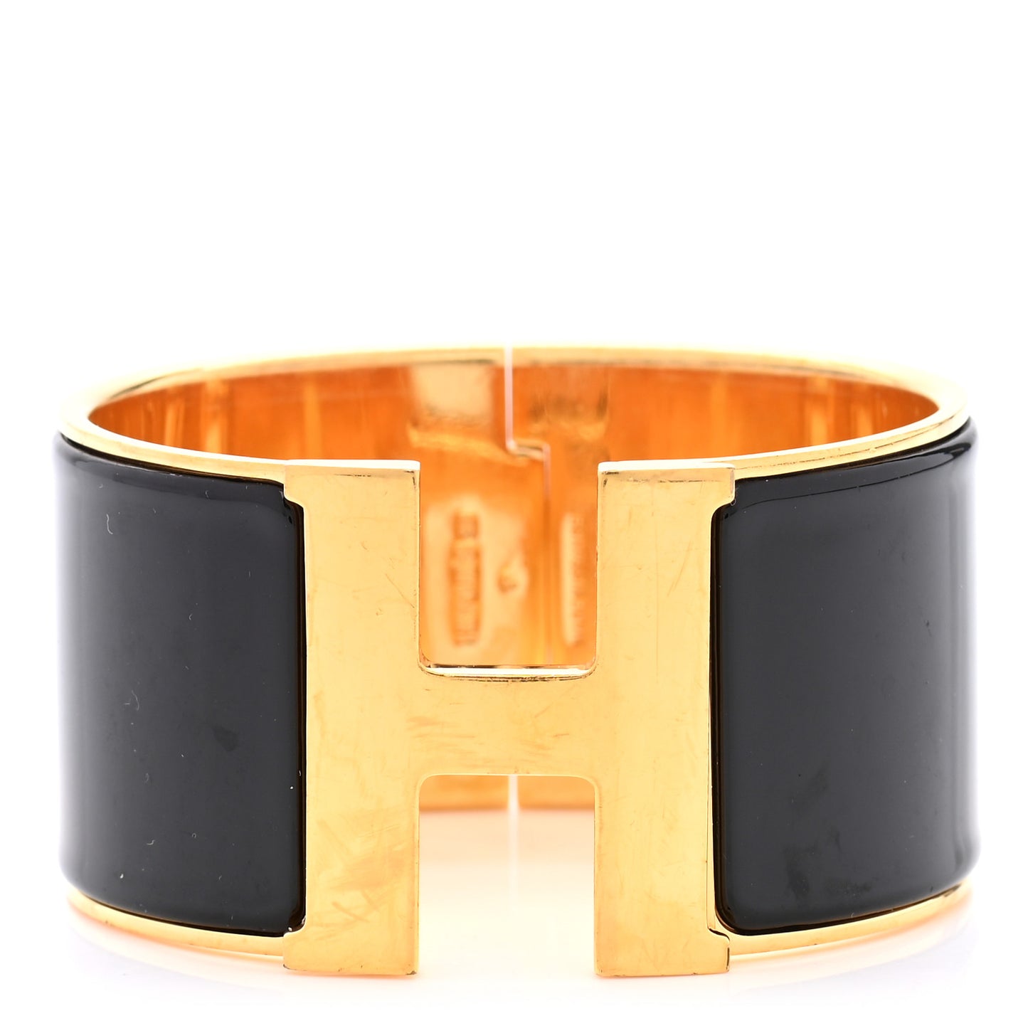 Enamel Extra Wide Clic Clac H Bracelet GM Black