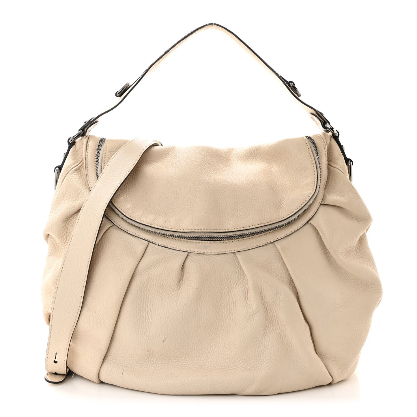 Pebbled Calfskin Medium Icon Bit Shoulder Bag Ivory