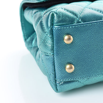 Chanel Metallic Caviar Quilted Mini Coco Handle Flap Blue 5 of 10