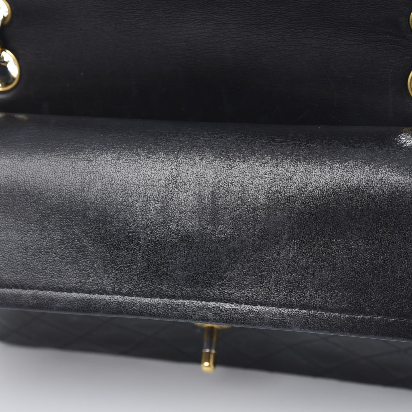 Lambskin Quilted Medium Double Flap Black