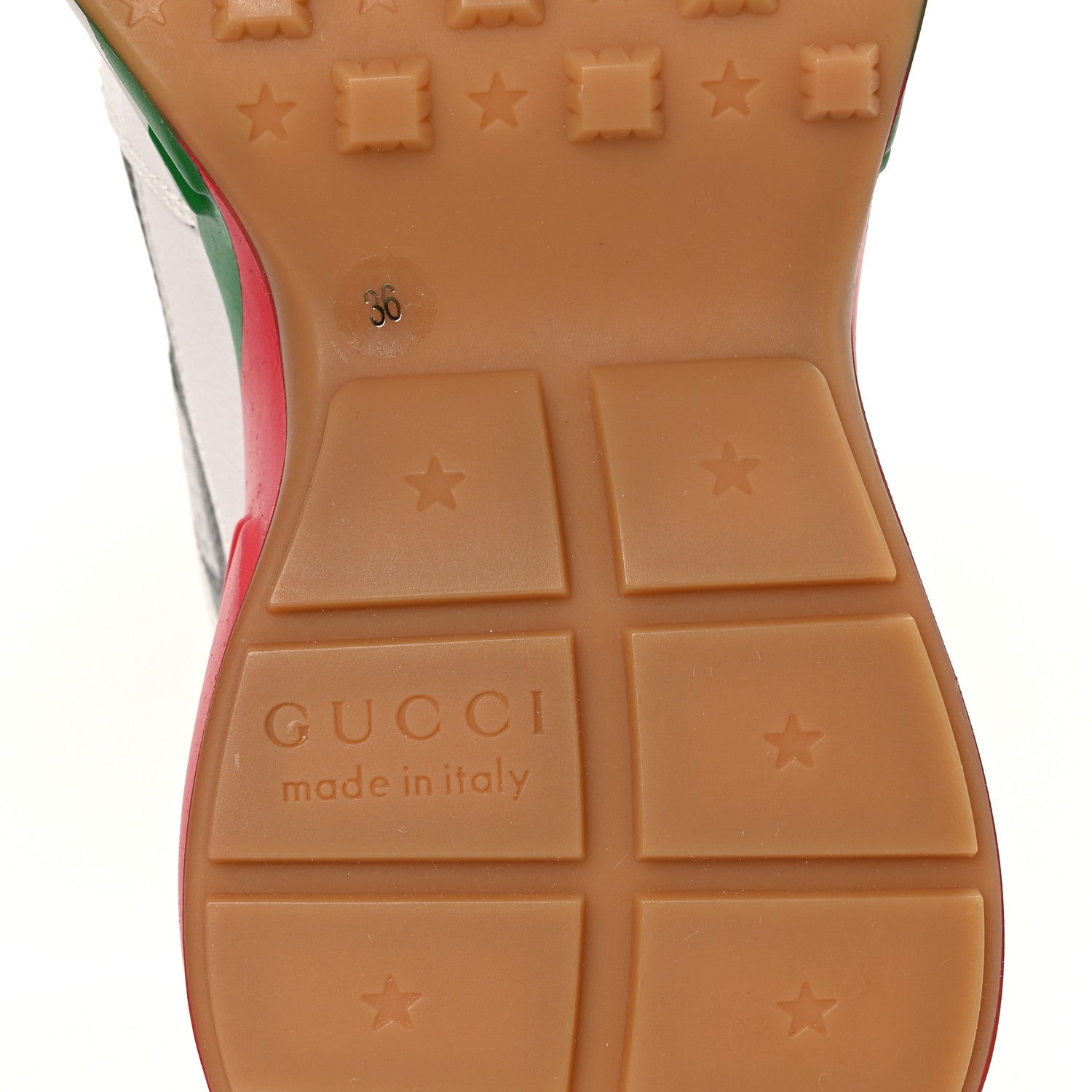 Gucci Lavaredo Eco Fabric Mesh Web Womens Rhyton Reflective Sneakers 36 Great White Green Red Silver 6 of 7