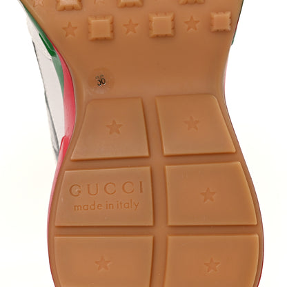 Gucci Lavaredo Eco Fabric Mesh Web Womens Rhyton Reflective Sneakers 36 Great White Green Red Silver 6 of 7