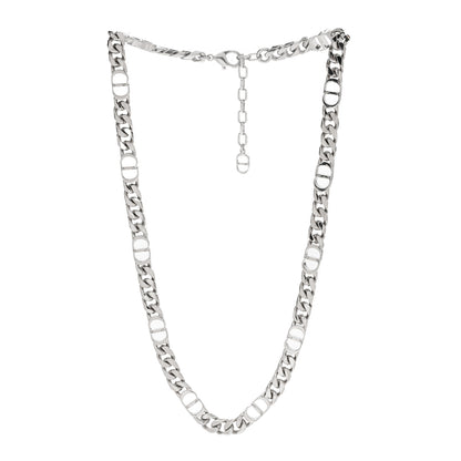 Christian Dior Brass CD Icon Thin Chain Link Necklace Silver 3 of 5