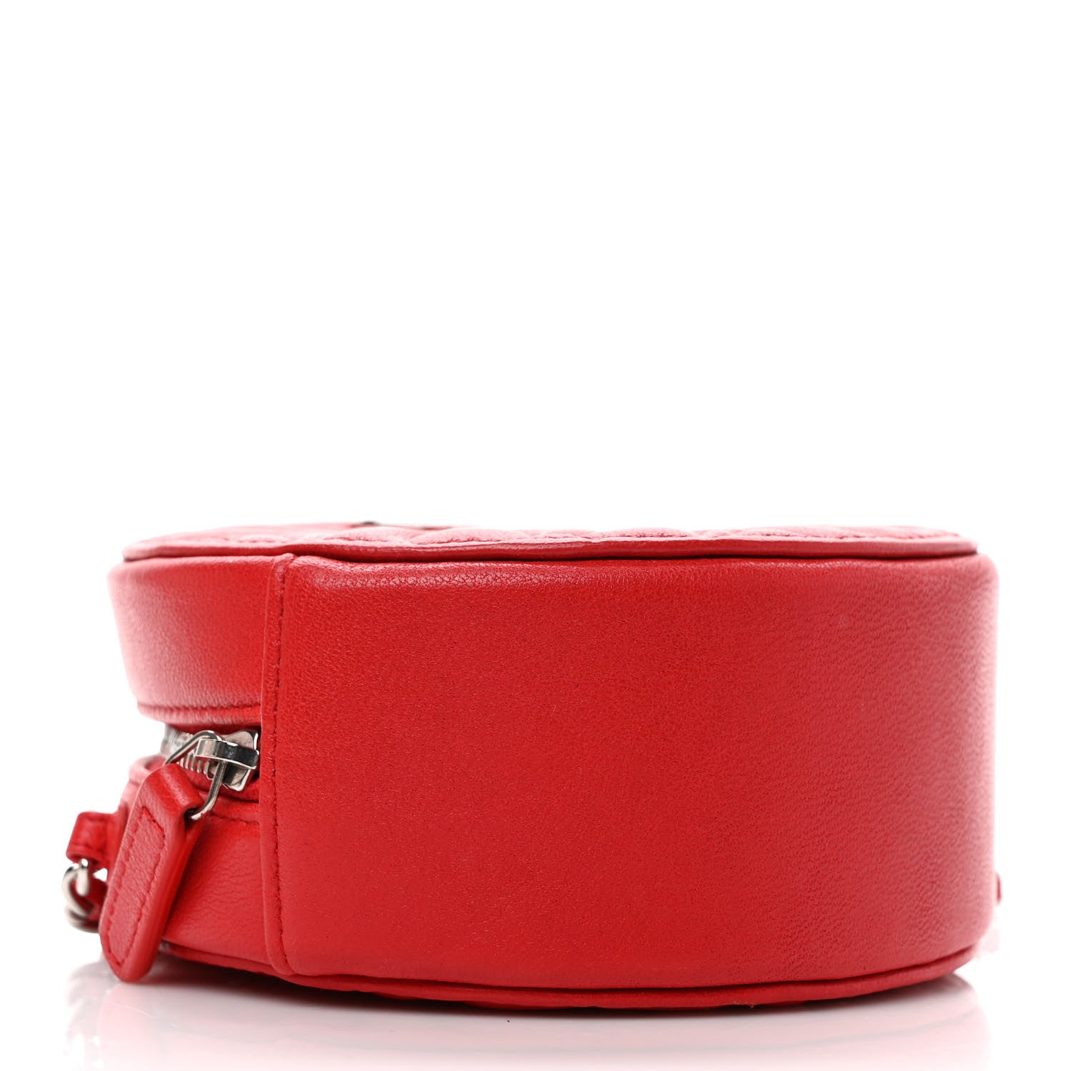 Chanel Lambskin Camellia Quilted Round Clutch With Chain Red 4 of 9