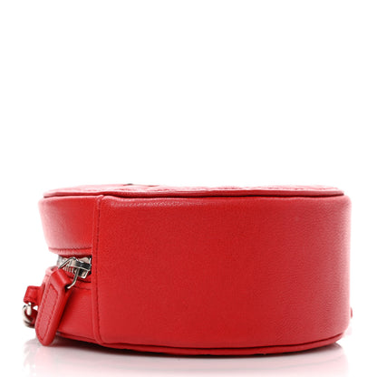 Chanel Lambskin Camellia Quilted Round Clutch With Chain Red 4 of 9