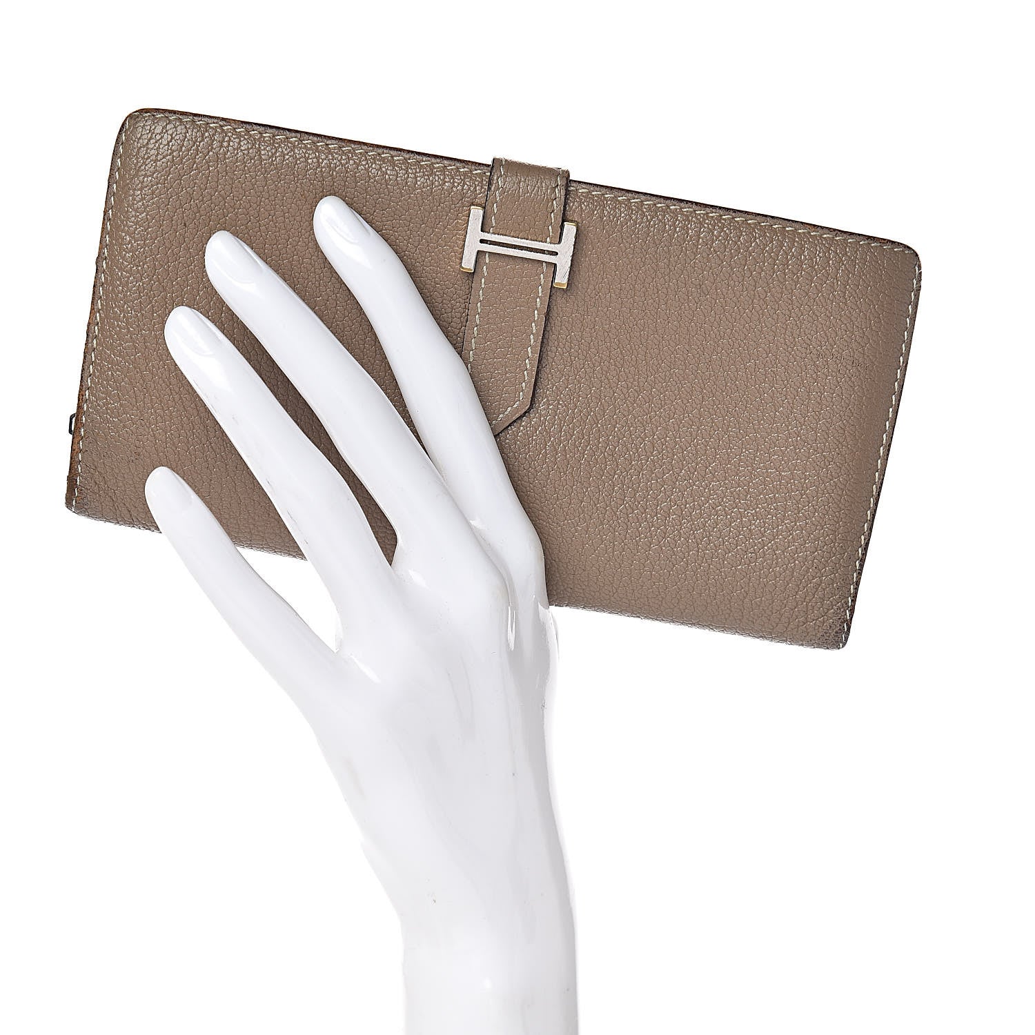 Hermes Chevre Mysore Bearn Gusset Wallet Etoupe 2 of 18