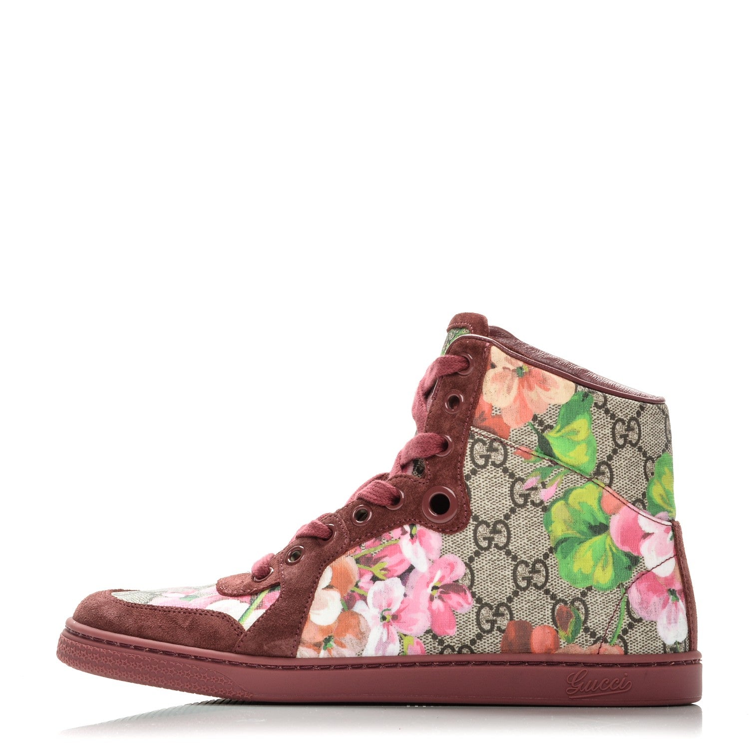 Gucci GG Supreme Monogram Blooms Womens High Top Sneakers 36 Beige Multicolor Dry Rose 1 of 8