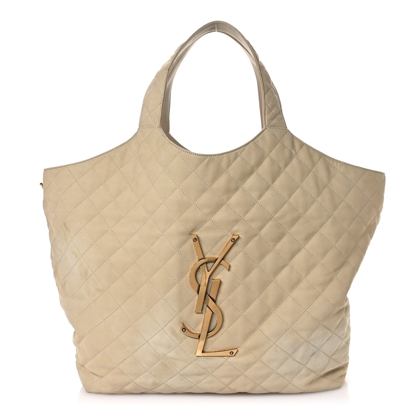 Nubuck Suede Quilted Maxi Icare Shopping Tote Beige