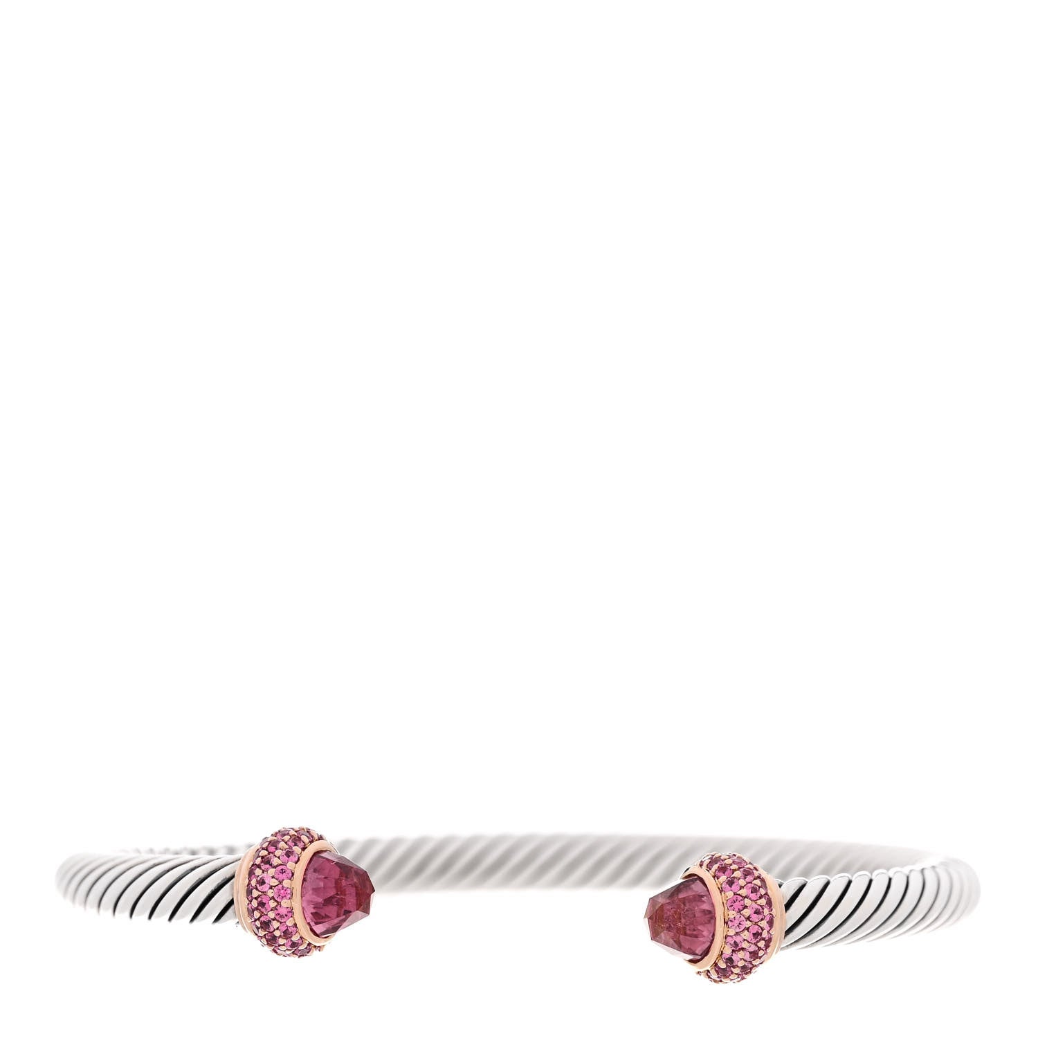 David Yurman DAVID YURMAN Sterling Silver 18K Rose Gold Pink Tourmaline Pink Sapphire 5mm Cable Classics Bracelet 1 of 4