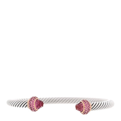 David Yurman DAVID YURMAN Sterling Silver 18K Rose Gold Pink Tourmaline Pink Sapphire 5mm Cable Classics Bracelet 1 of 4