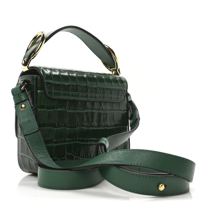 Chloe Calfskin Crocodile Embossed Mini C Double Carry Woodsy Green 3 of 9
